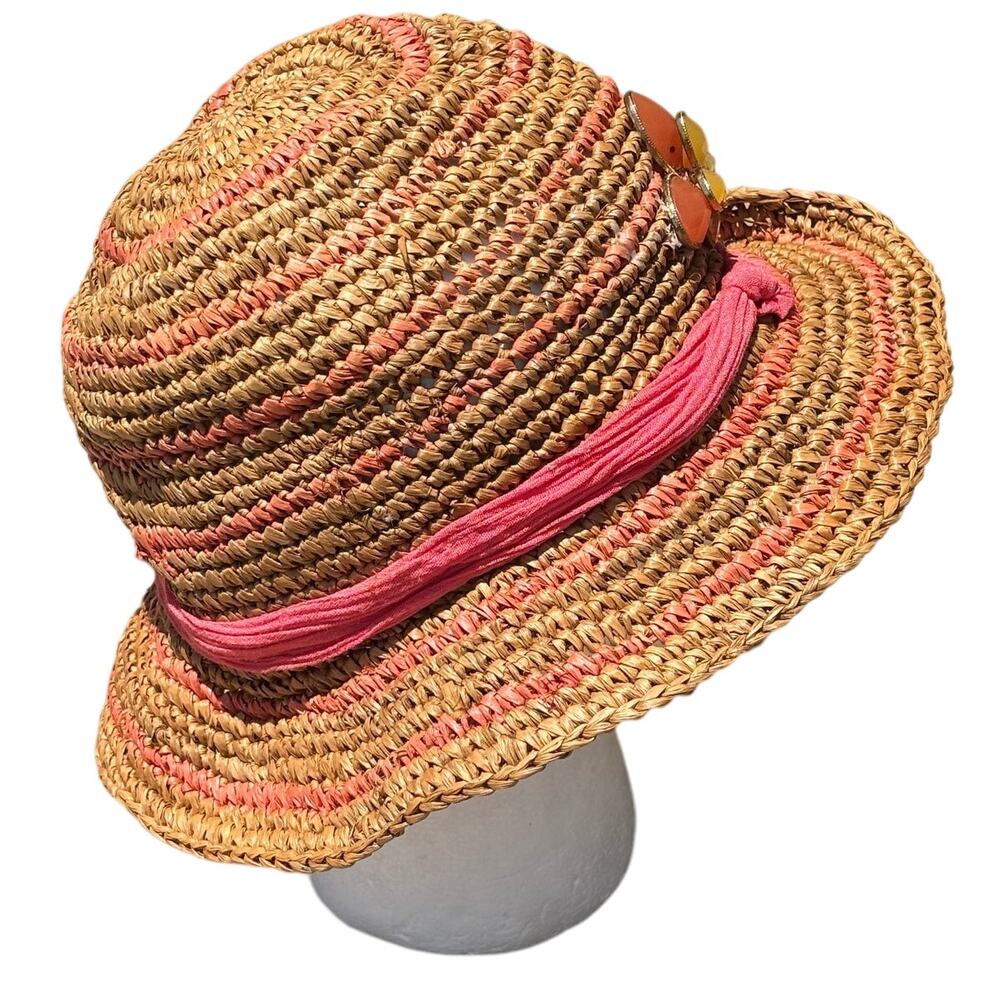 Tan & Pink Floral Roxy Sun Hat - Picture 2 of 5